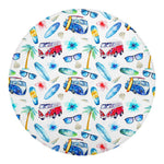 Watercolor Surfing Pattern Print Round Blanket