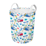 Watercolor Surfing Pattern Print Round Laundry Basket