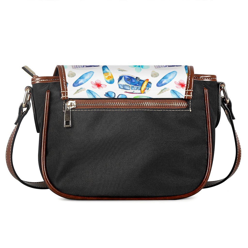 Watercolor Surfing Pattern Print Saddle Bag