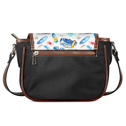 Watercolor Surfing Pattern Print Saddle Bag