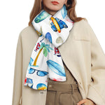 Watercolor Surfing Pattern Print Scarf