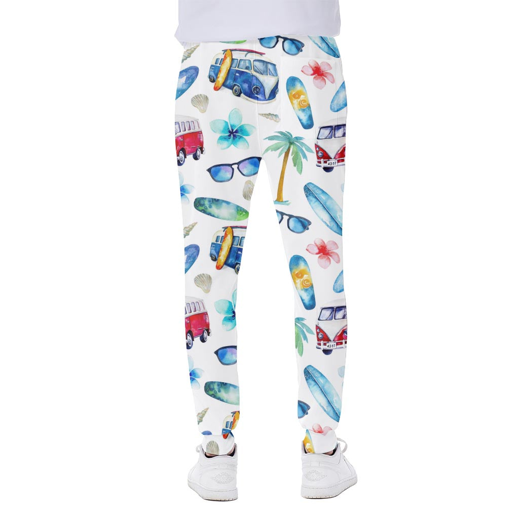 Watercolor Surfing Pattern Print Scuba Joggers