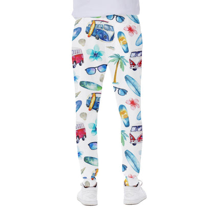 Watercolor Surfing Pattern Print Scuba Joggers