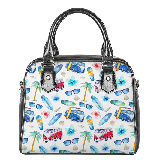 Watercolor Surfing Pattern Print Shoulder Handbag