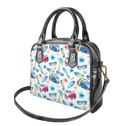 Watercolor Surfing Pattern Print Shoulder Handbag