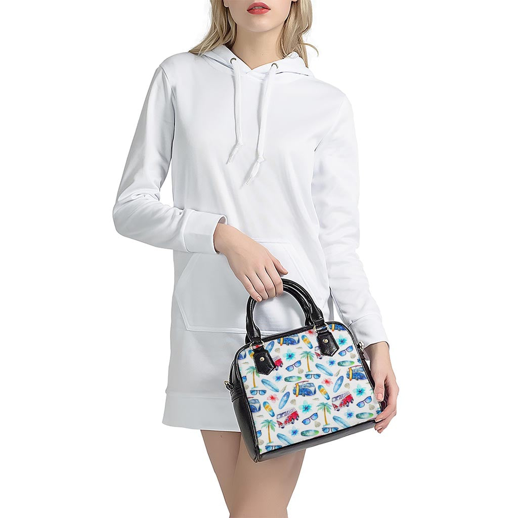 Watercolor Surfing Pattern Print Shoulder Handbag