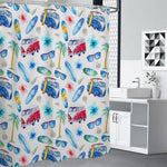 Watercolor Surfing Pattern Print Shower Curtain