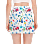 Watercolor Surfing Pattern Print Side Slit Mini Skirt