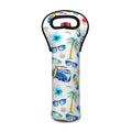 Watercolor Surfing Pattern Print Single Neoprene Wine Tote