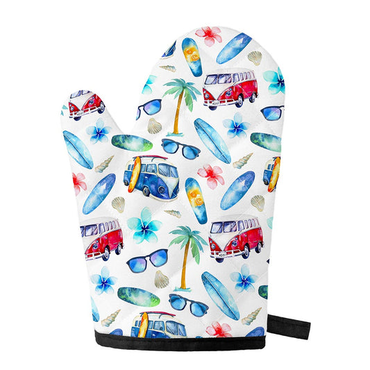 Watercolor Surfing Pattern Print Single Oven Mitt