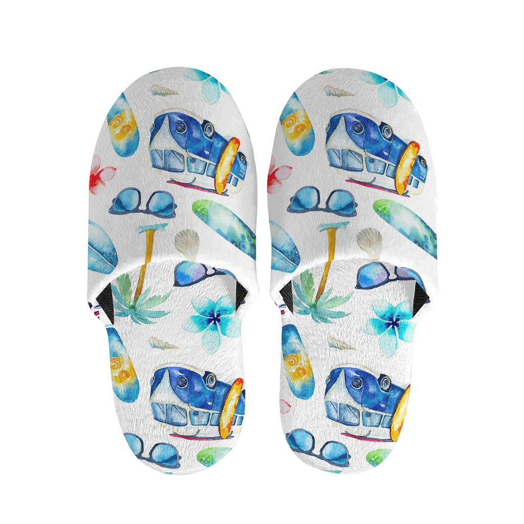 Watercolor Surfing Pattern Print Slippers