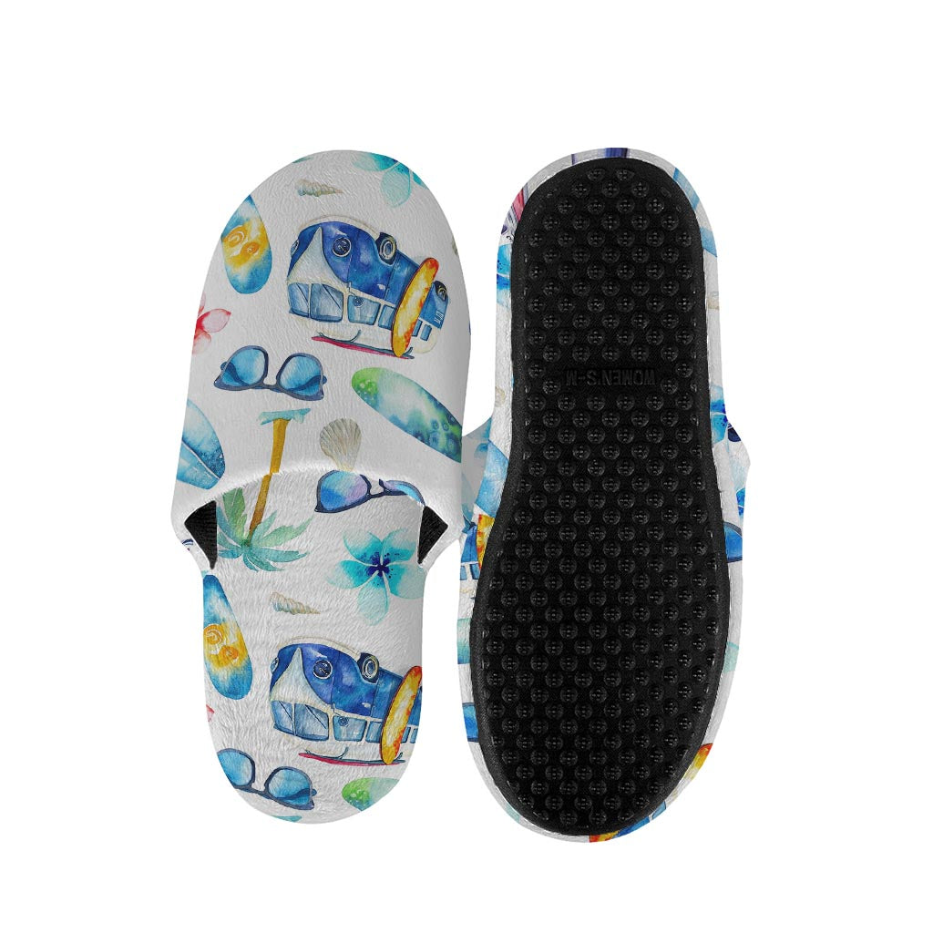 Watercolor Surfing Pattern Print Slippers