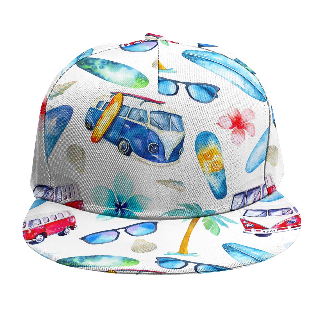 Watercolor Surfing Pattern Print Snapback Cap