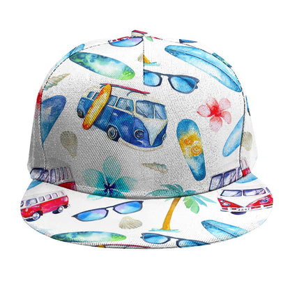 Watercolor Surfing Pattern Print Snapback Cap