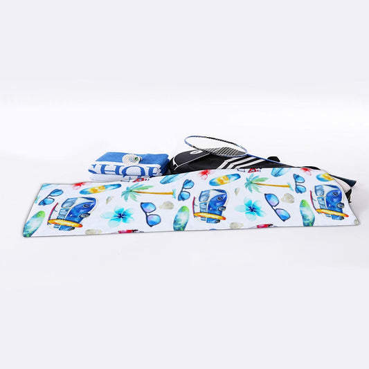 Watercolor Surfing Pattern Print Sports Towel