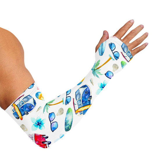 Watercolor Surfing Pattern Print Sun Protection Arm Sleeves