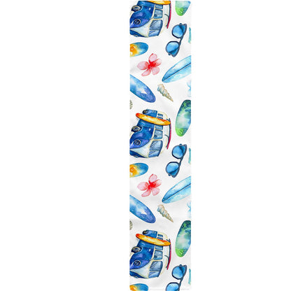 Watercolor Surfing Pattern Print Table Runner