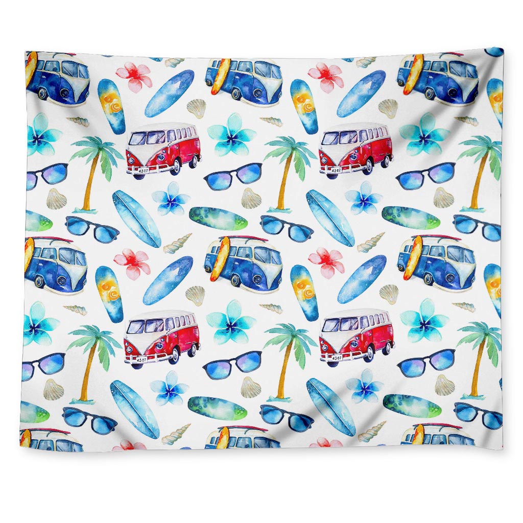 Watercolor Surfing Pattern Print Tapestry