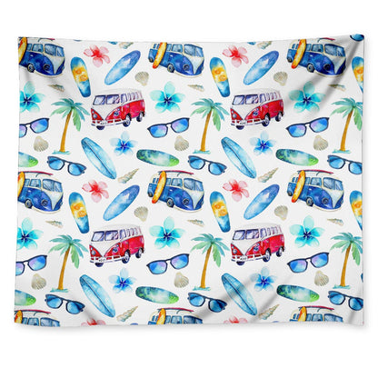 Watercolor Surfing Pattern Print Tapestry