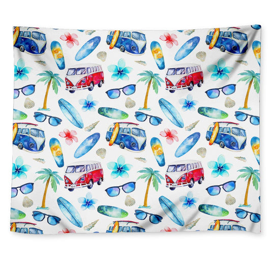Watercolor Surfing Pattern Print Tapestry