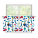 Watercolor Surfing Pattern Print Tier Curtains