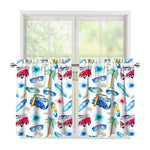 Watercolor Surfing Pattern Print Tier Curtains