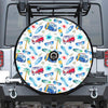 Watercolor Surfing Pattern Print Tire Cover With Camera Hole