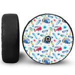 Watercolor Surfing Pattern Print Tire Cover With Camera Hole