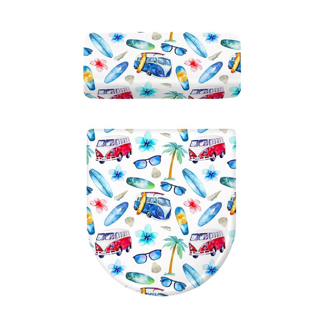 Watercolor Surfing Pattern Print Toilet Lid And Tank Cover Set