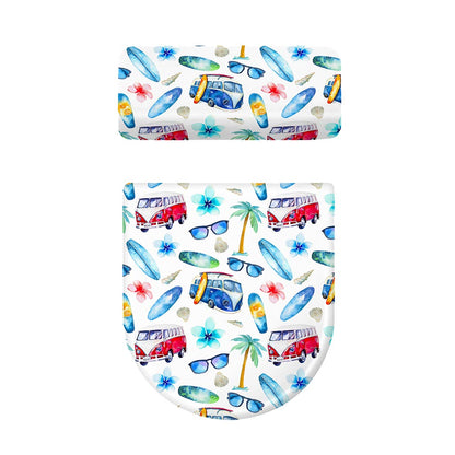 Watercolor Surfing Pattern Print Toilet Lid And Tank Cover Set