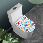 Watercolor Surfing Pattern Print Toilet Lid Cover