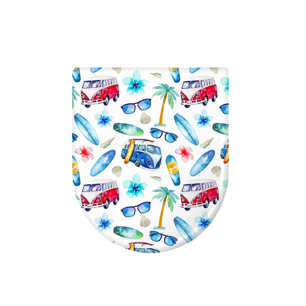 Watercolor Surfing Pattern Print Toilet Lid Cover