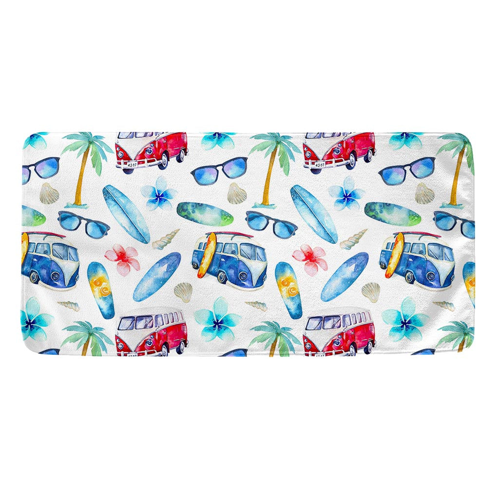 Watercolor Surfing Pattern Print Towel