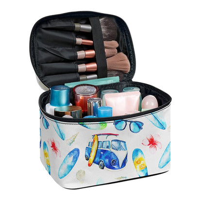 Watercolor Surfing Pattern Print Travel Makeup Bag