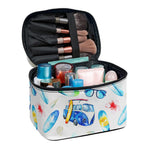 Watercolor Surfing Pattern Print Travel Makeup Bag