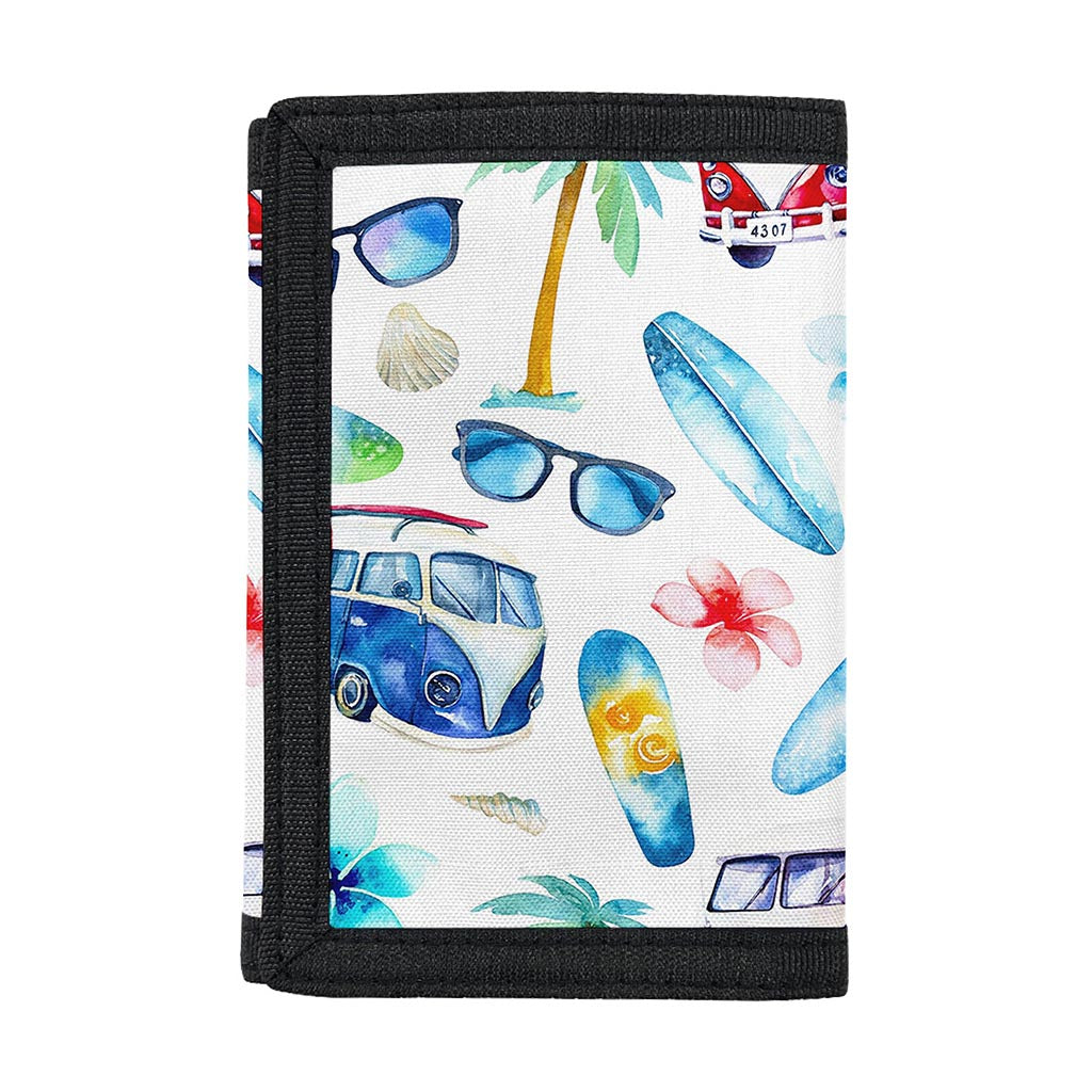Watercolor Surfing Pattern Print Trifold Wallet