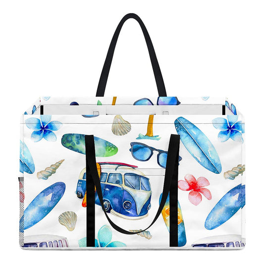 Watercolor Surfing Pattern Print Utility Tote Bag