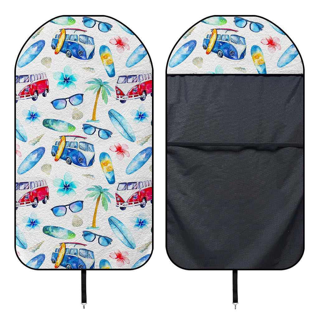 Watercolor Surfing Pattern Print Waterproof Car Seat Cover
