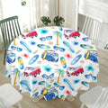 Watercolor Surfing Pattern Print Waterproof Round Tablecloth