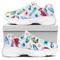 Watercolor Surfing Pattern Print White Chunky Shoes