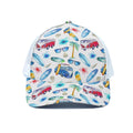 Watercolor Surfing Pattern Print White Mesh Trucker Hat