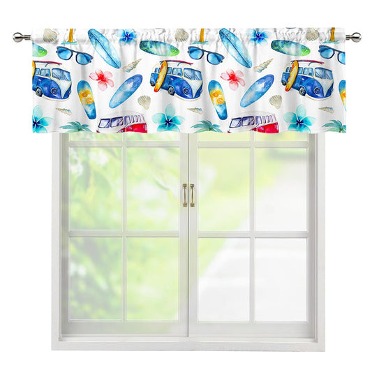 Watercolor Surfing Pattern Print Window Valance