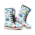 Watercolor Surfing Pattern Print Winter Boots