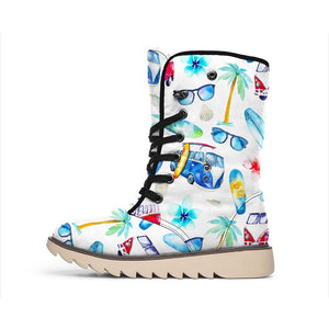 Watercolor Surfing Pattern Print Winter Boots