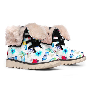 Watercolor Surfing Pattern Print Winter Boots