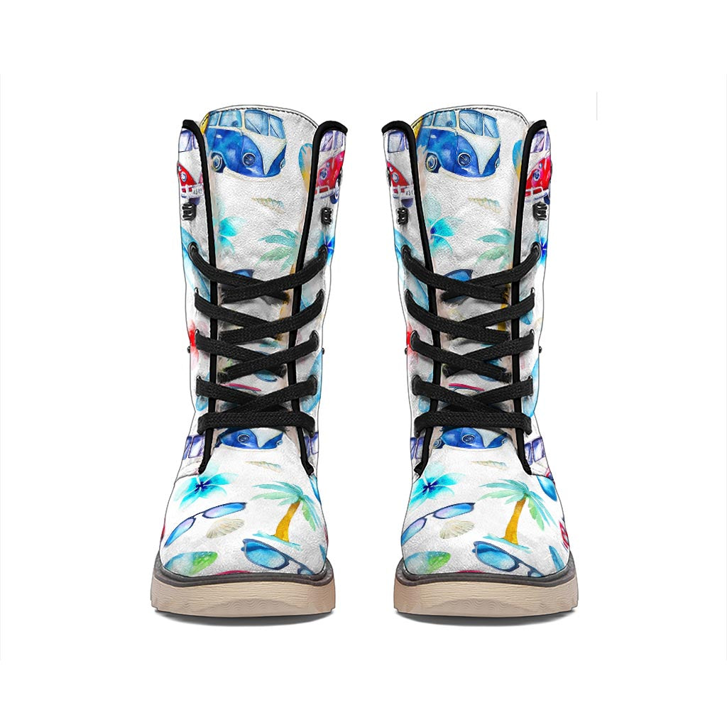 Watercolor Surfing Pattern Print Winter Boots