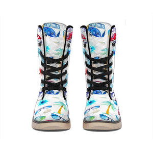 Watercolor Surfing Pattern Print Winter Boots