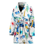 Watercolor Surfing Pattern Print Women's Bathrobe