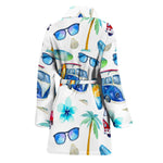 Watercolor Surfing Pattern Print Women's Bathrobe