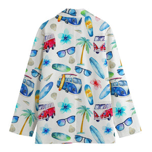 Watercolor Surfing Pattern Print Women's Blazer